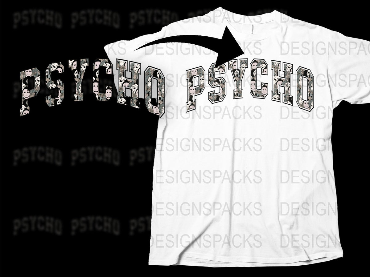 Psycho Print T-Shirt, Black and White Graphic Tee, Bold Urban Streetwear, Unisex Fashion Top