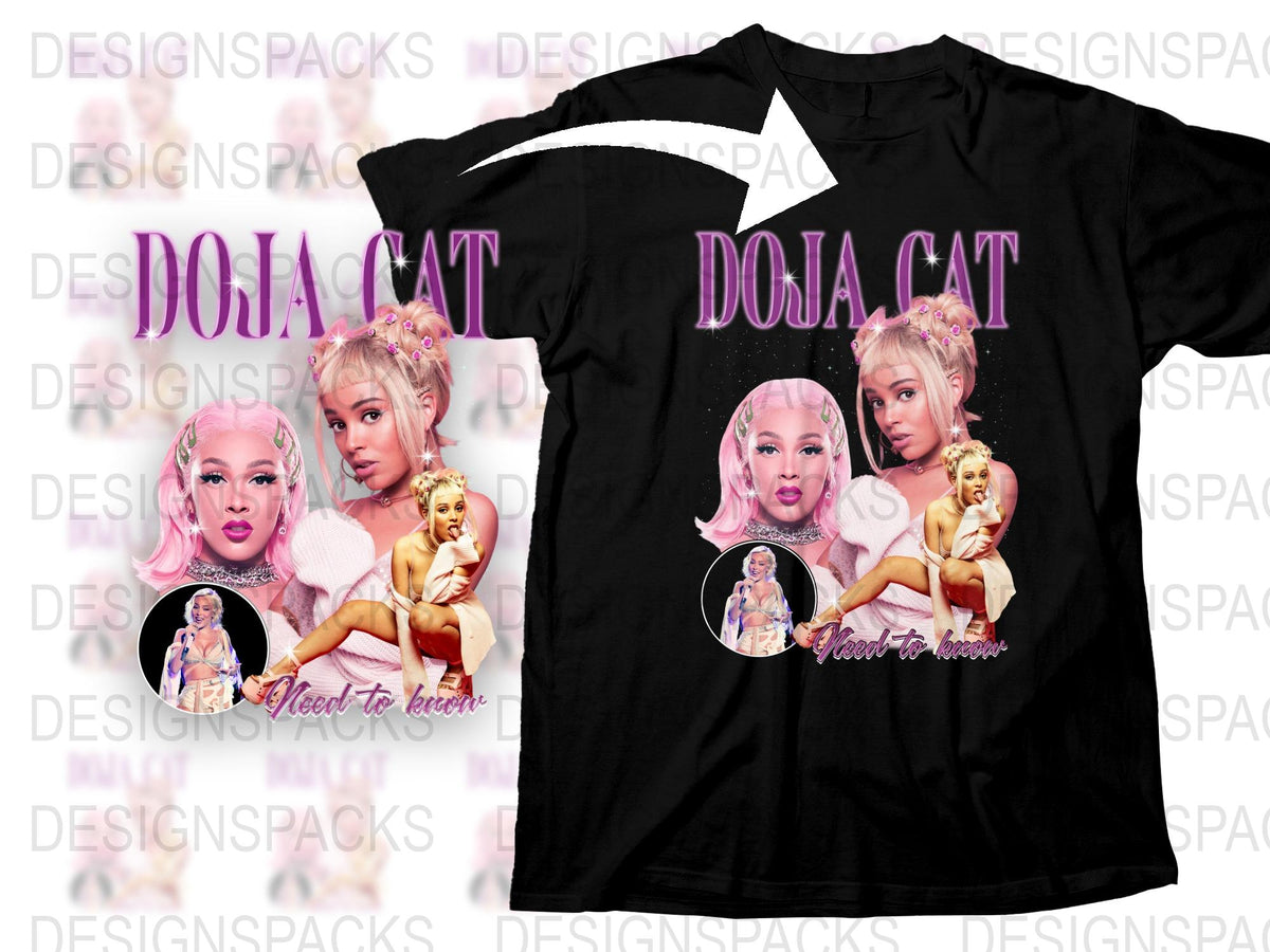 Doja Cat Graphic T-Shirt, Meet the Queen Design, Trendy Pop Music Fan Merch, Stylish Black Tee