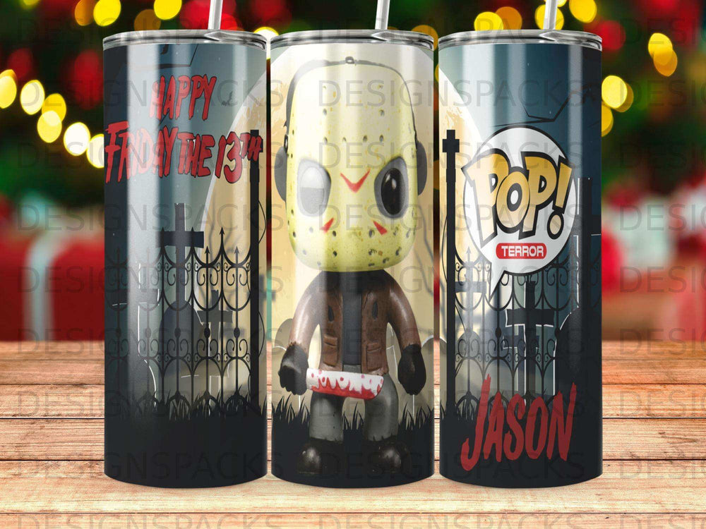 Tumbler featuring Jason Voorhees from Friday the 13th and a "Pop! Terror" logo.