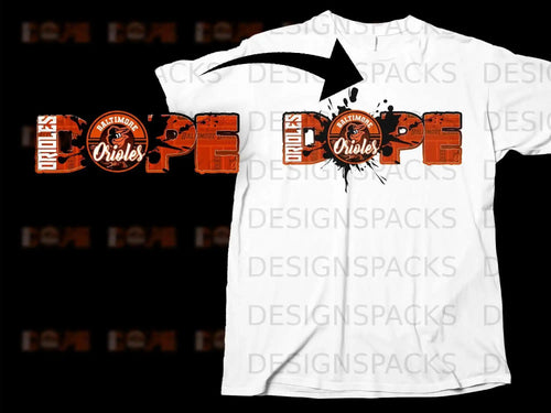 Dope Baltimore Orioles Splatter Design T-shirt