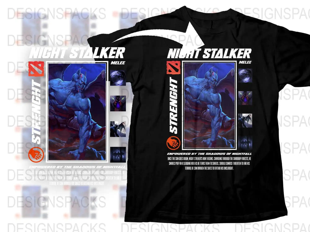 Night Stalker Dota 2 T-Shirt, Gaming Apparel, Strength Hero Tee, Melee Character Merch, Gift for Gamers