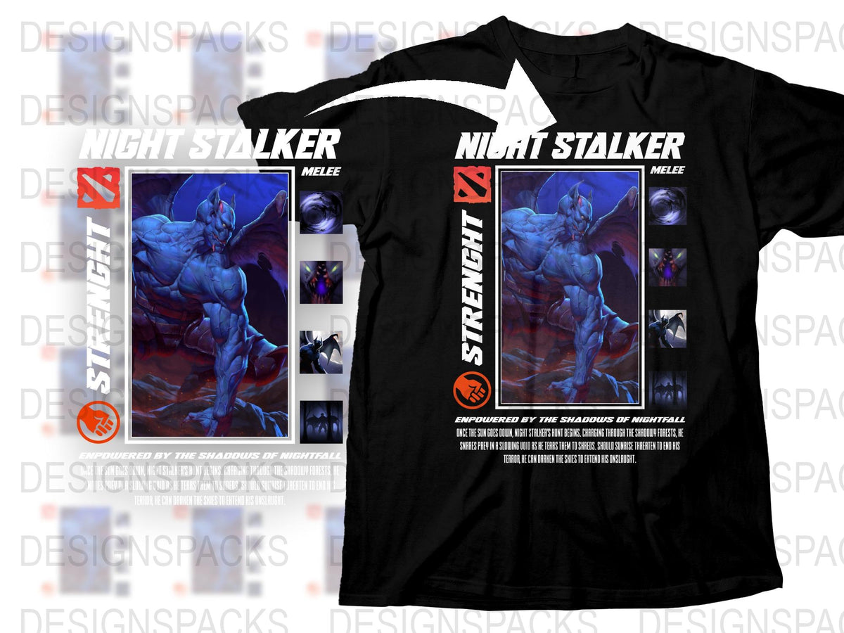 Night Stalker Dota 2 T-Shirt, Gaming Apparel, Strength Hero Tee, Melee Character Merch, Gift for Gamers