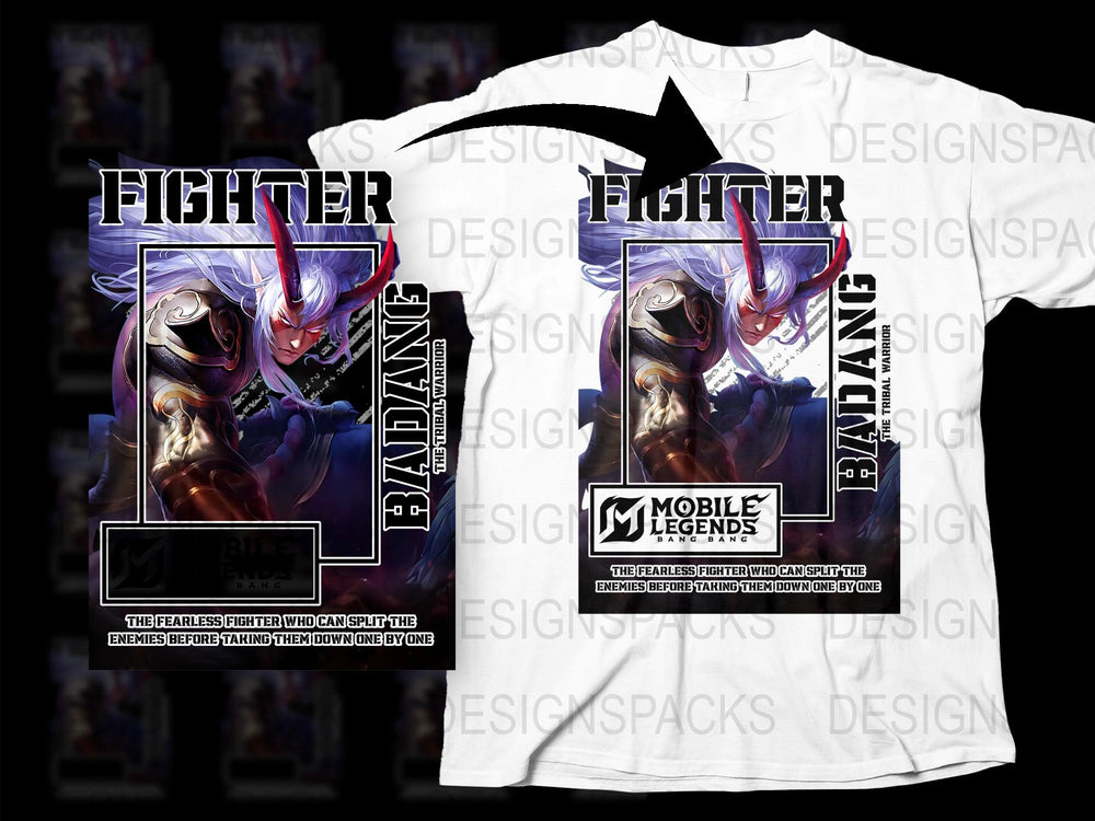 Mobile Legends Fighter T-Shirt, Gaming Apparel, Unique Graphic Print Tee, Fan Gift Idea