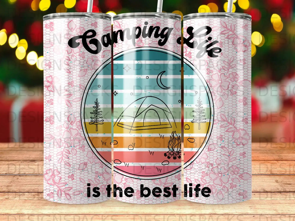 Camping life with a tent and text "is the best life".