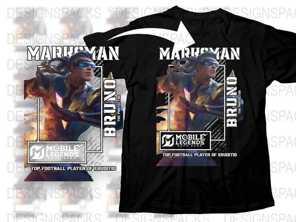 Mobile Legends Bruno T-Shirt, Top Football Player Design, Gamer Apparel, E-Sports Fan Gift