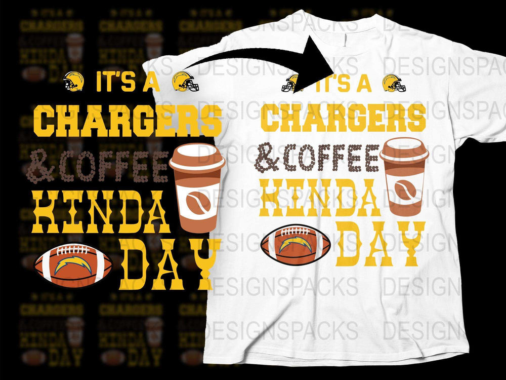 Chargers Football T-Shirt, It's a Coffee and Chargers Kinda Sunday Tee, Sports Fan Apparel Gift