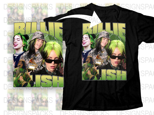 Billie Eilish Graphic T-Shirt, Pop Music Fan Merch, Colorful Celebrity Tee, Trendy Musician Shirt, Unique Gift Idea for Teens
