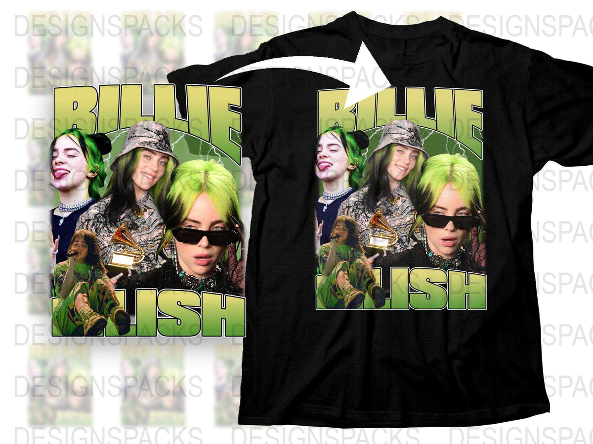 Billie Eilish Graphic T-Shirt, Pop Music Fan Merch, Colorful Celebrity Tee, Trendy Musician Shirt, Unique Gift Idea for Teens