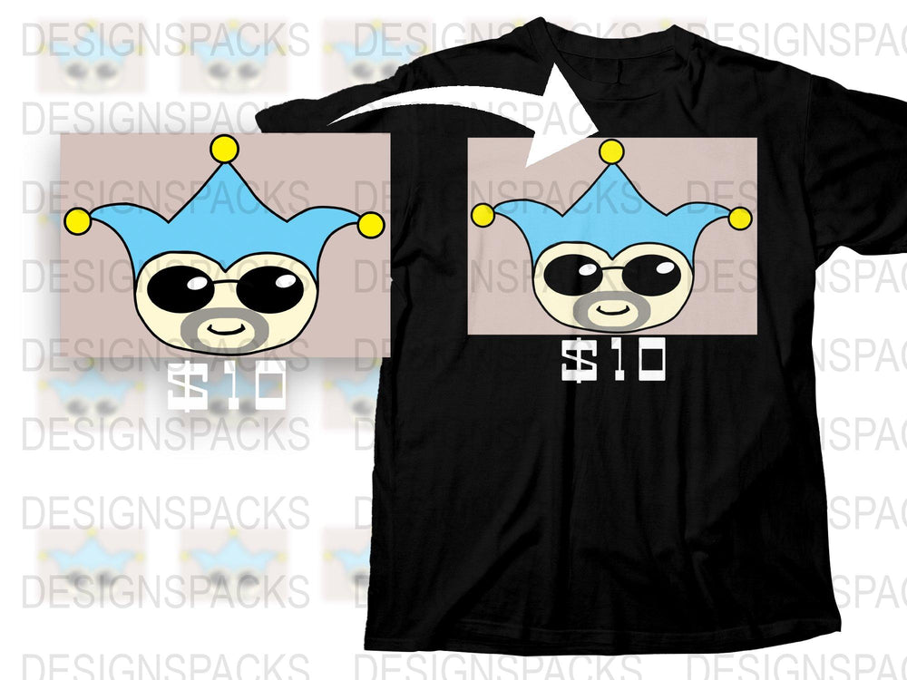Cute Blue Jester Character T-Shirt, Funny Cartoon Graphic Tee, Unisex Cotton Shirt, Trendy Apparel for All Ages