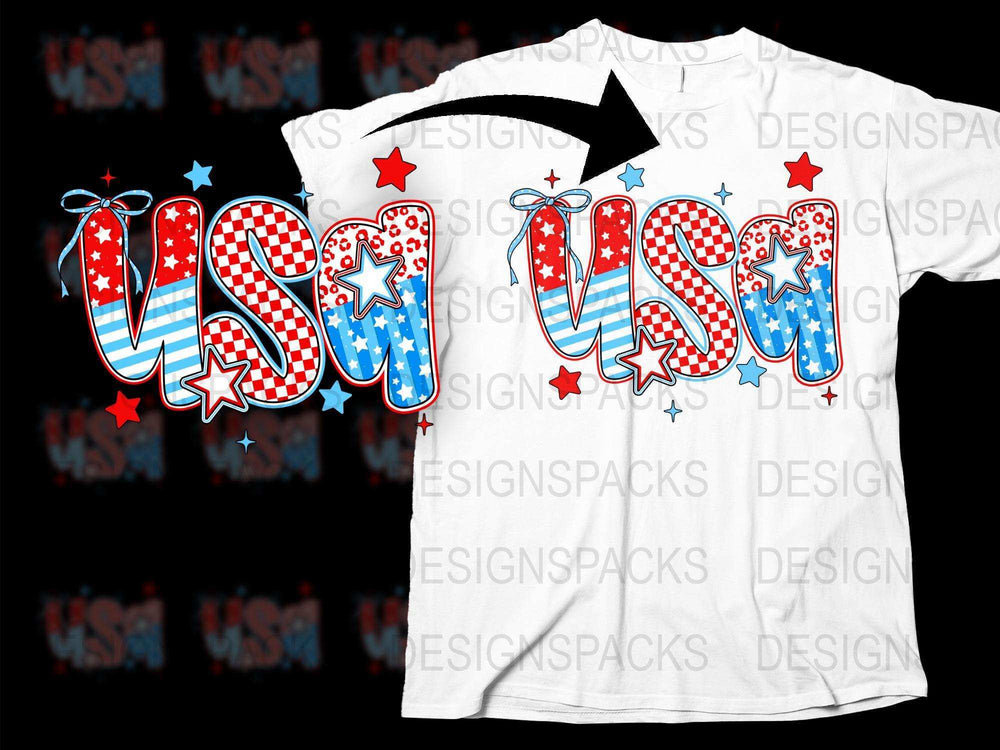 Patriotic USA T-Shirt with Stars and Stripes Design, Unisex 4th of July Tee