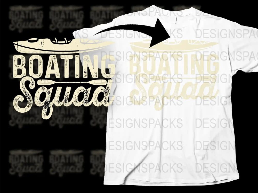 Boating Squad T-Shirt, Nautical Graphic Tee, Summer Crew Top, Casual Boat Owner Gift, Unisex White Shirt with Boat Design