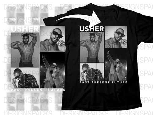 Usher T-Shirt, Past Present Future Graphic Tee, Music Artist Shirt, Men's Women's Unisex Top