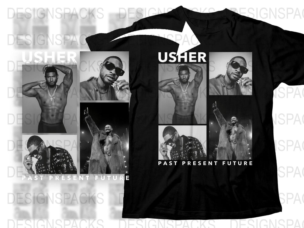 Usher T-Shirt, Past Present Future Graphic Tee, Music Artist Shirt, Men's Women's Unisex Top