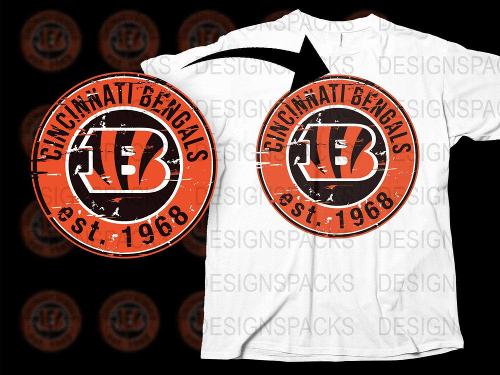 Cincinnati Bengals Vintage Logo T-Shirt, Retro 1968 Football Fan Tee, Distressed Graphic Design