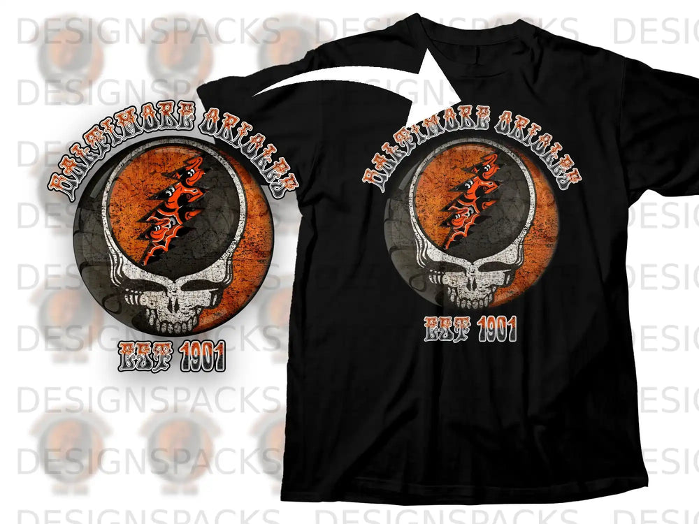 Baltimore Orioles Skulls Established 1901 T-shirt