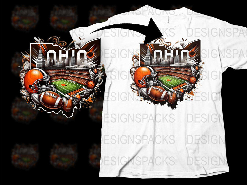 Ohio Football Stadium Graphic T-Shirt, Sports Fan Apparel, Unique Ohio Team Support Tee, Vibrant Print Shirt