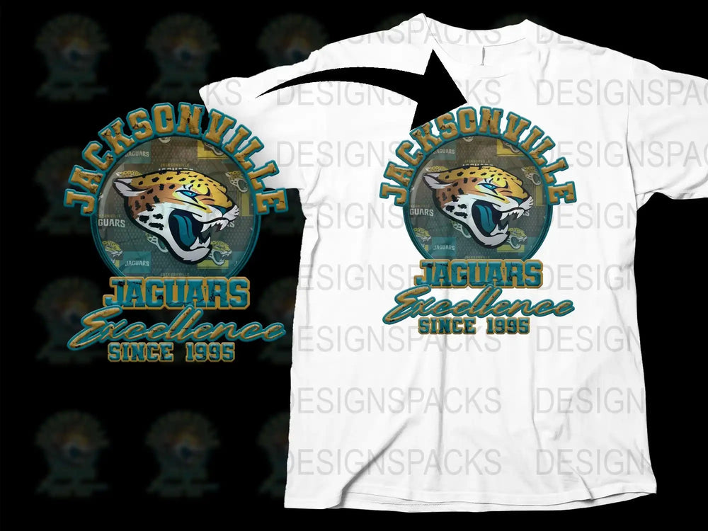 Jacksonville Jaguars T-Shirt, Vintage Excellence 1995 Graphic Tee, Sports Fan Apparel, Collector's Item