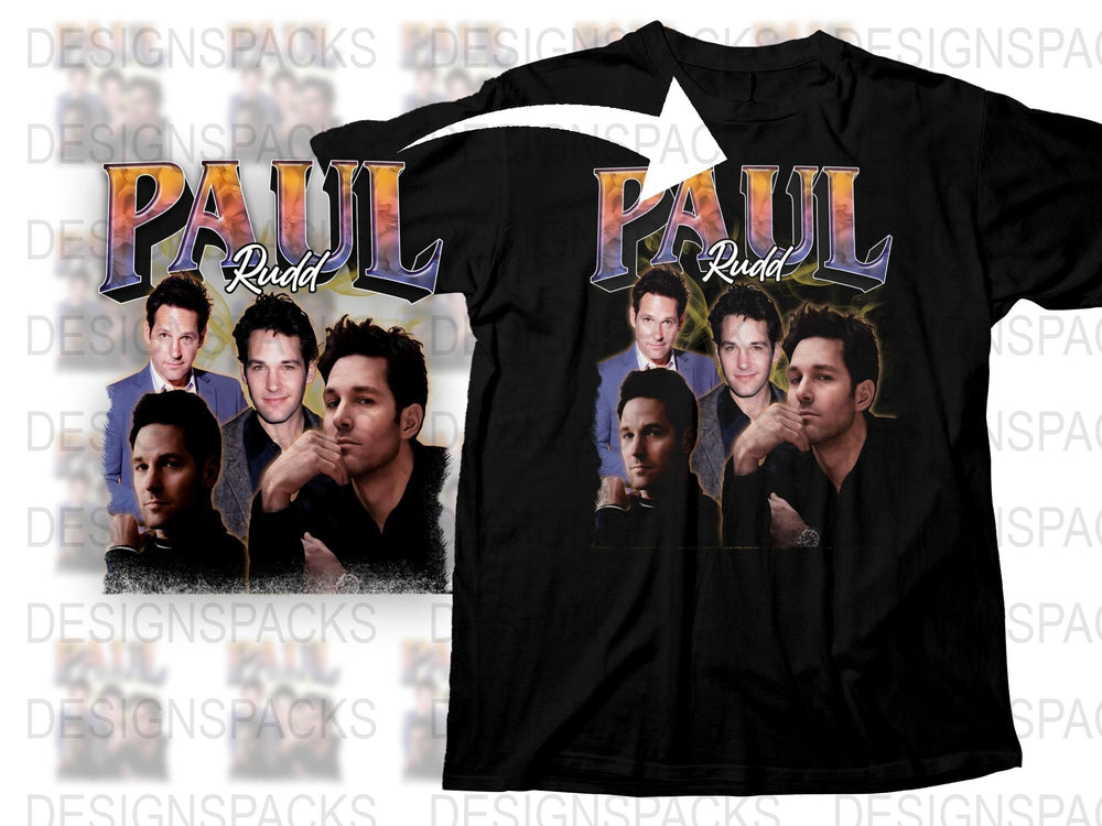 Paul Rudd Collage T-Shirt, Classic Film Actor Fan Tee, Multiple Poses, Gift Idea