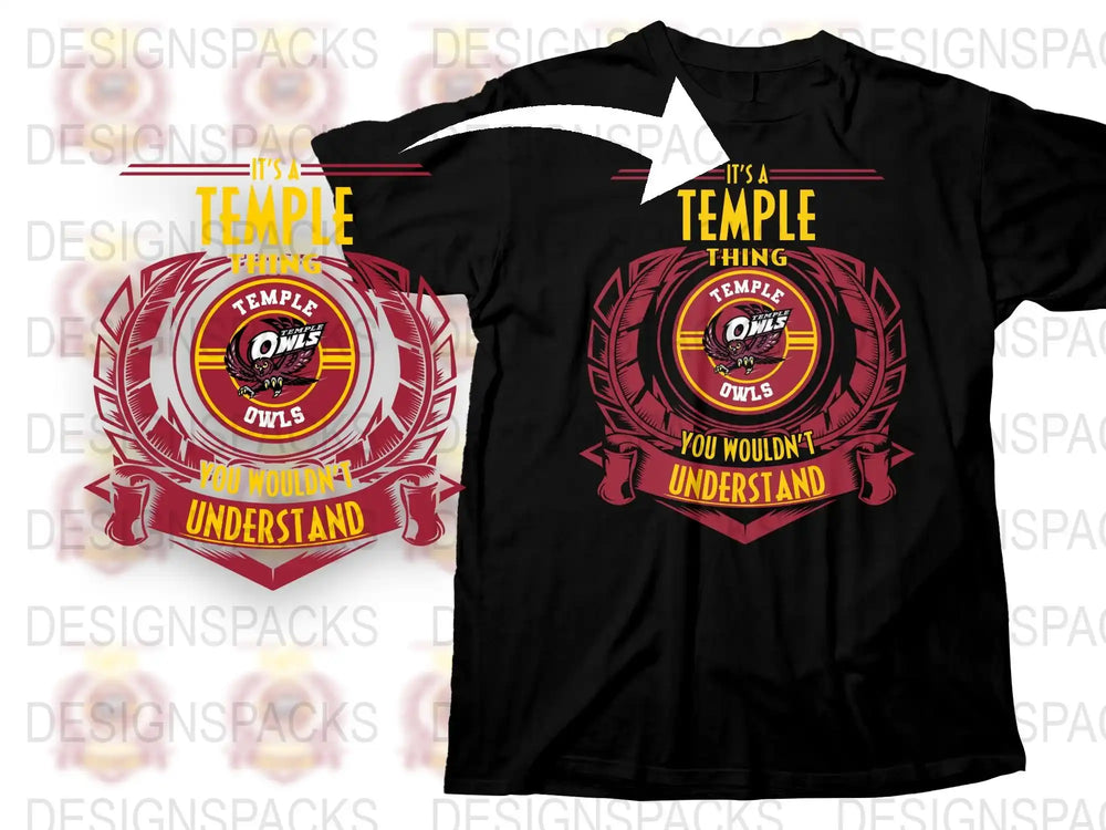 Temple Owls T-Shirt, College Sports Fan Apparel, Black Graphic Tee, University Merchandise
