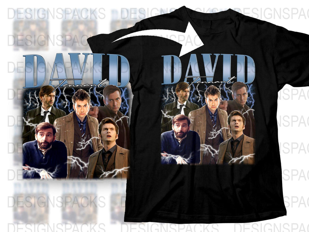David Tennant Fan T-Shirt, Multiple Poses Graphic Tee, Doctor Themed TV Show Merch, Unisex Clothing Gift
