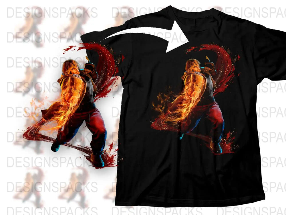 Graphic Fire Design T-Shirt, Bold Flame Art Tee, Unique Fiery Print Shirt, Unisex Fashion Top