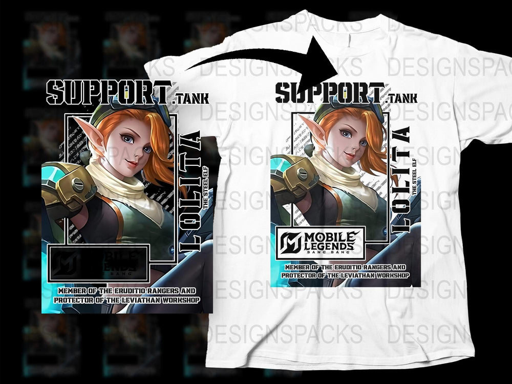 Mobile Legends Support T-Shirt, Gaming Graphic Tee, Eudora Lightning Sorceress, eSports Apparel, Casual Gamer Gift, Unisex Clothing