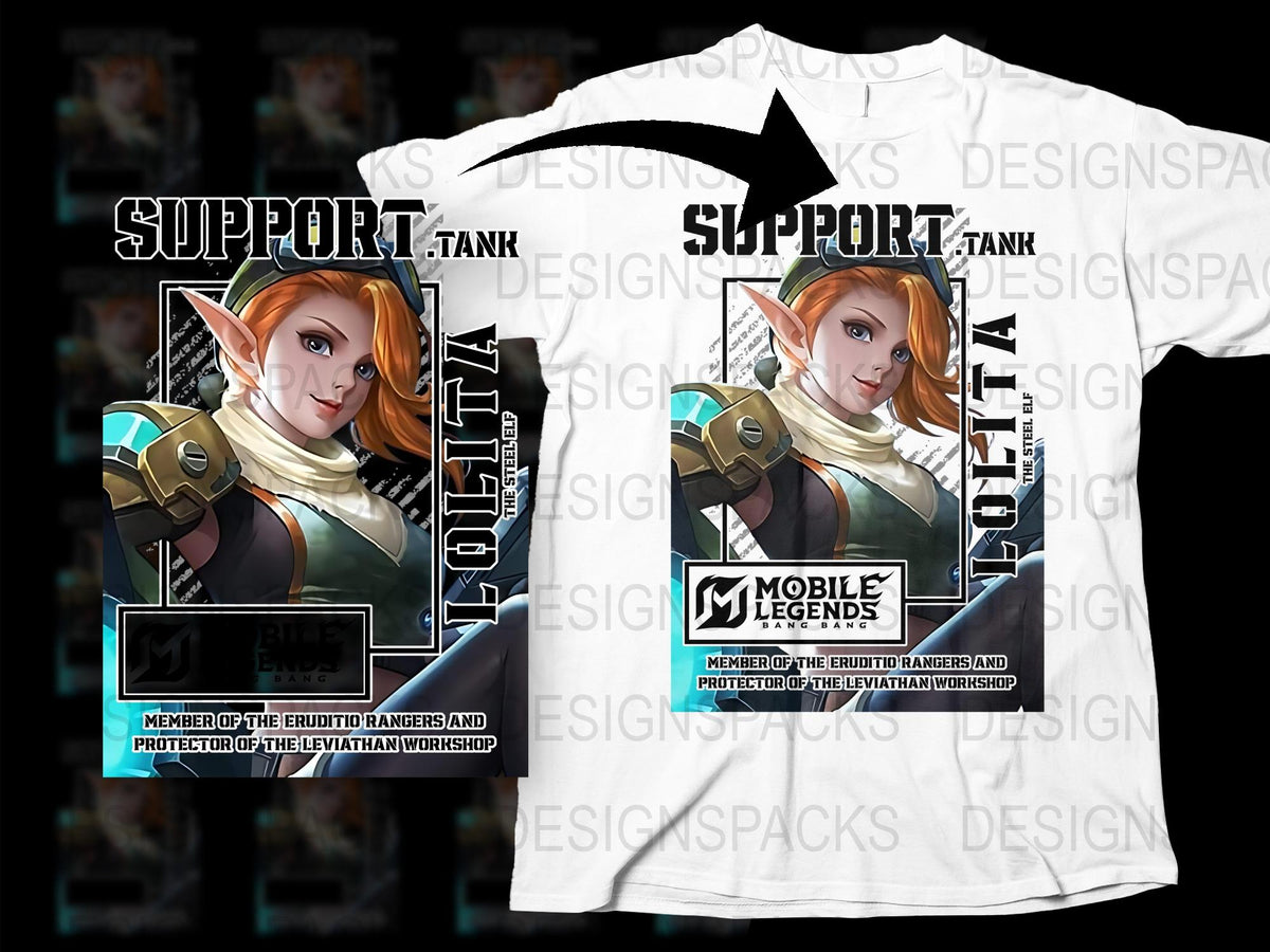Mobile Legends Support T-Shirt, Gaming Graphic Tee, Eudora Lightning Sorceress, eSports Apparel, Casual Gamer Gift, Unisex Clothing