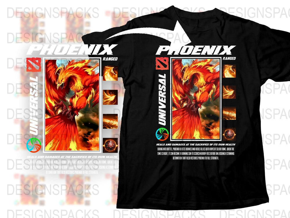 Phoenix Graphic T-Shirt, Mythical Fire Bird Tee, Vibrant Red and Orange Print, Unisex Cotton Shirt