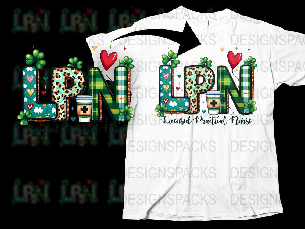 Colorful LPN Nurse T-Shirt, Licensed Practical Nurse Gift, Heart and Plants Nursing Tee, Medical Staff Appreciation Top