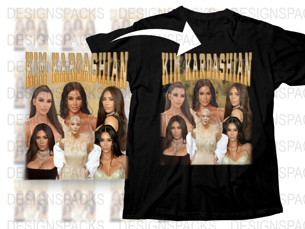 Kim Kardashian Graphic T-Shirt, Celebrity Photo Collage, Fashion Tee, Trendy Pop Culture Apparel for Fans