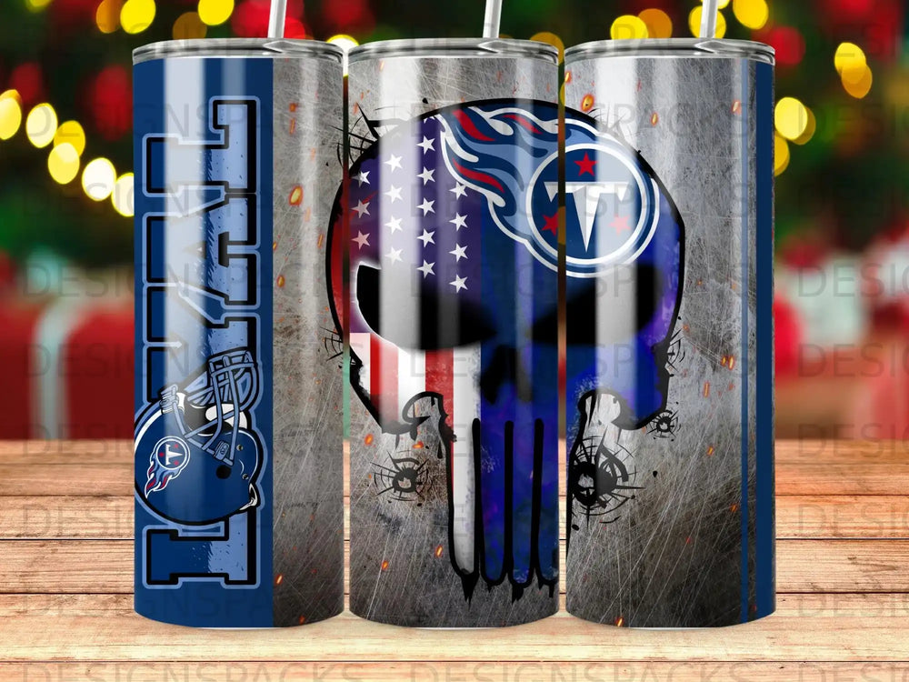 Tennessee Titans skull logo with American flag and "12" design.