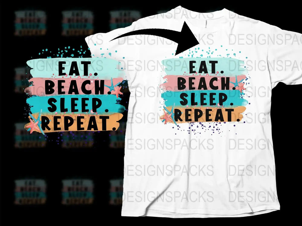 Eat Beach Sleep Repeat T-Shirt, Colorful Summer Vacation Tee, Casual Beach Lover Top, Unisex Graphic Shirt