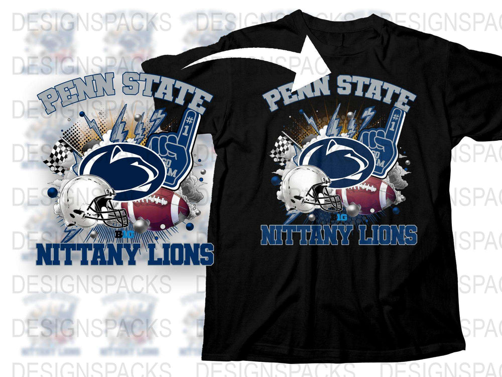Penn State Nittany Lions Graphic T-Shirt College Football Helmet Design Unisex Black Tee