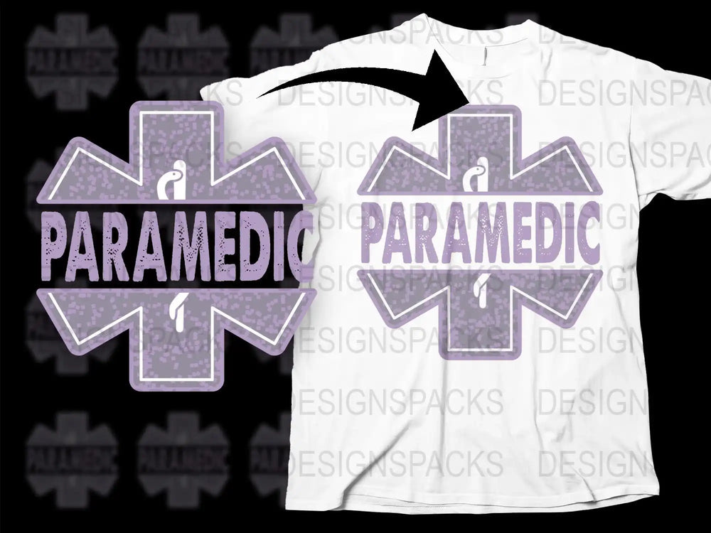 Paramedic Star of Life T-Shirt, Purple Camouflage Print, Emergency Medical Tee, Unisex Paramedic Shirt Gift