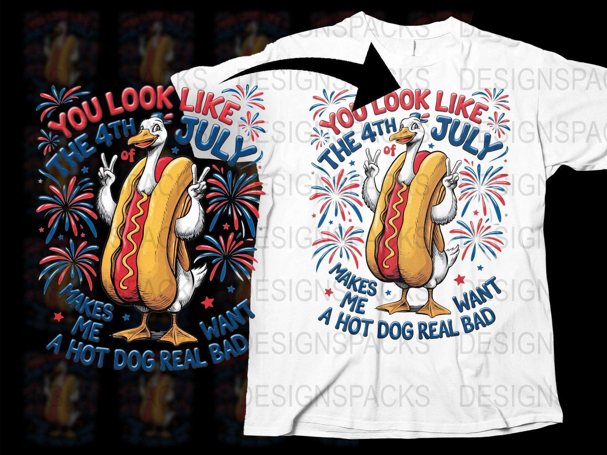 Funny 4th of July Hot Dog T-Shirt, Patriotic Summer BBQ Party Tee, Unisex Graphic Shirt for Independence Day Festivities
