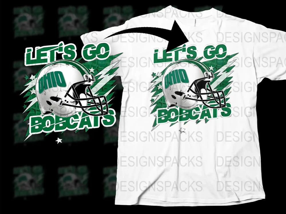 Ohio Bobcats Football T-Shirt, Let's Go Team Graphic Tee, College Sports Apparel, Fan Gear White Shirt