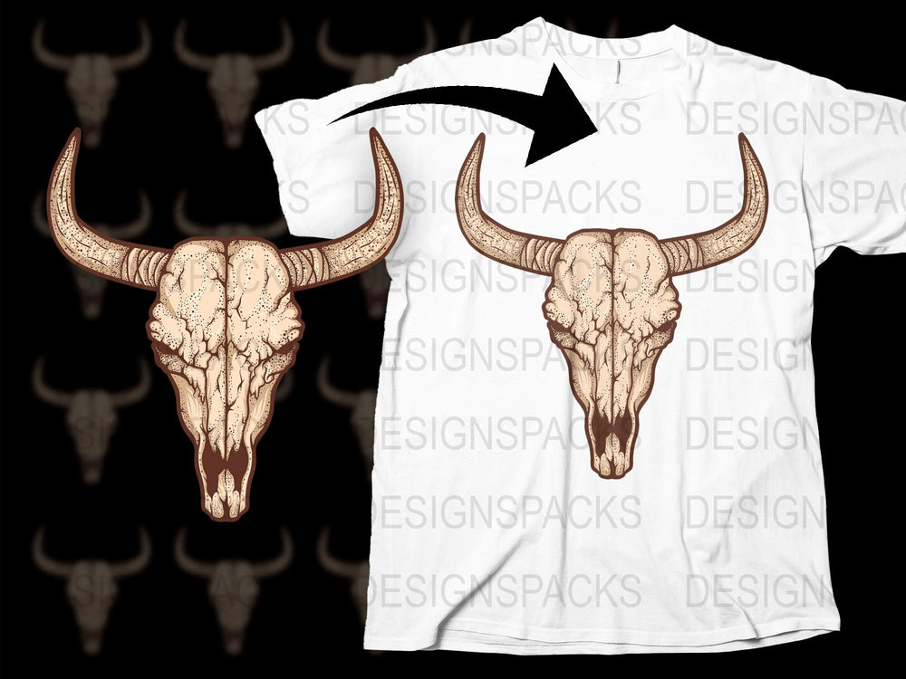 Boho Chic White T-Shirt with Buffalo Skull Print, Unisex Graphic Tee, Casual Summer Fashion Top