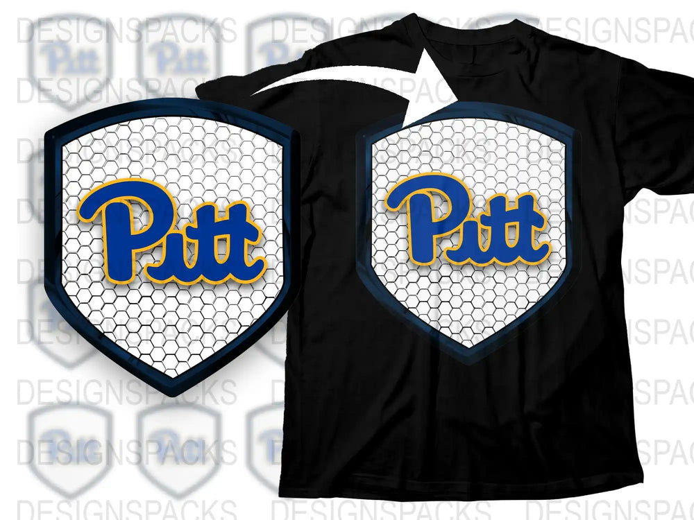 Pitt University Logo T-Shirt, Black and Blue Sports Apparel, Collegiate Fan Gear