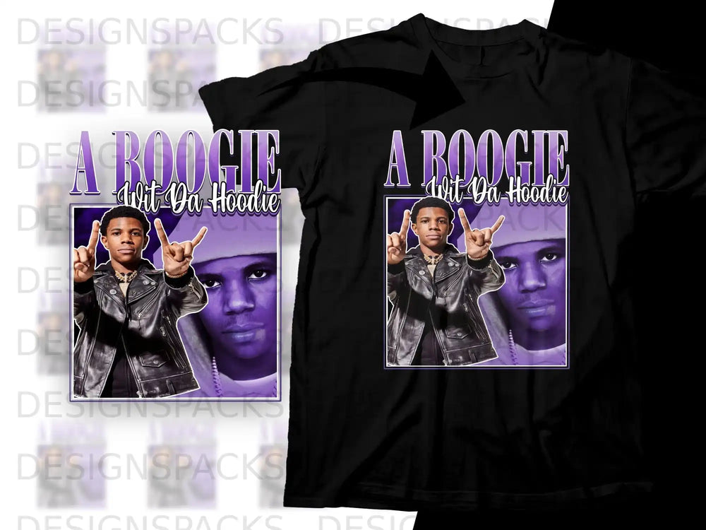 A black t-shirt with "A Boogie Wit Da Hoodie" and a portrait.
