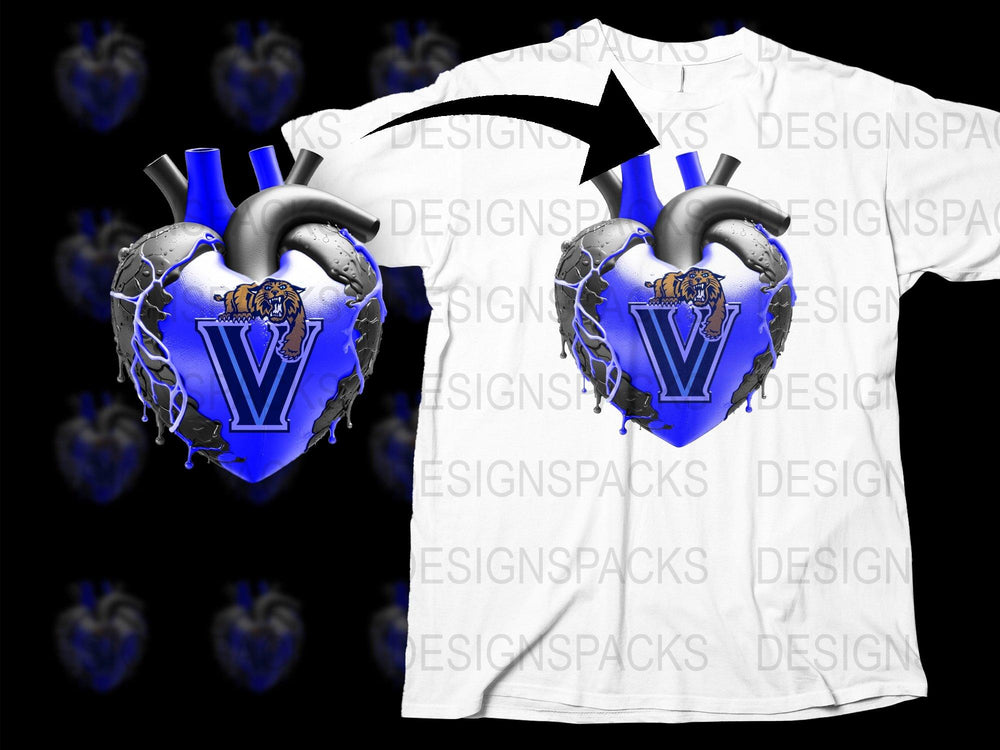 Men's Graphic T-Shirt with Blue Heart and Chains Design, Stylish Urban Tee, Unique Fashion Top