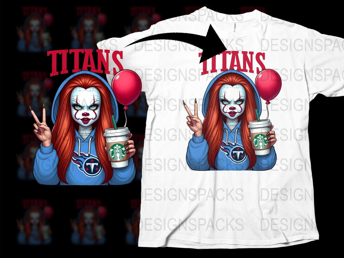 Titans Clown Horror Themed Graphic T-Shirt, Unisex Horror Movie Parody Tee, Unique Scary Clown Design, Custom Fan Apparel