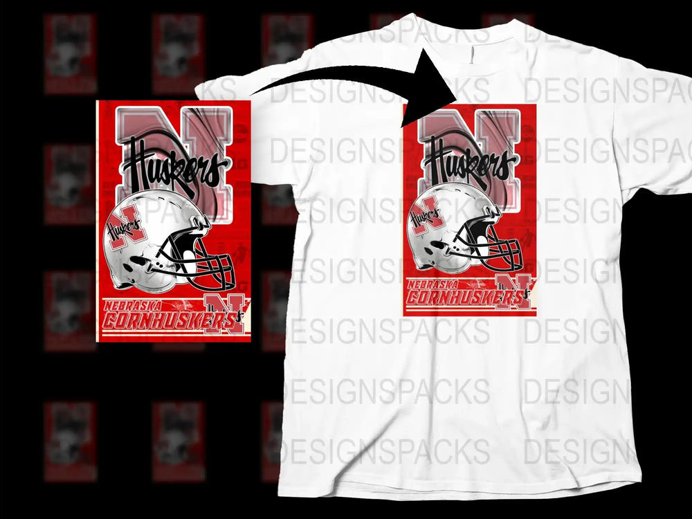 Nebraska Huskers Football T-Shirt, Vintage College Team Tee, Men's Sports Apparel, White Graphic Shirt
