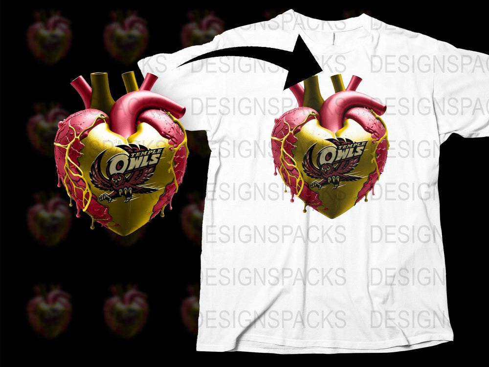 Unique Owl Heart Graphic T-Shirt, Bold Love and Bravery Design, Casual Fashion Top, Stylish Streetwear Tee