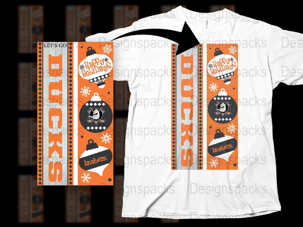 Anaheim Ducks Holiday Scarf and T-Shirt Bundle, Winter Sports Fan Gear, Festive Orange Apparel
