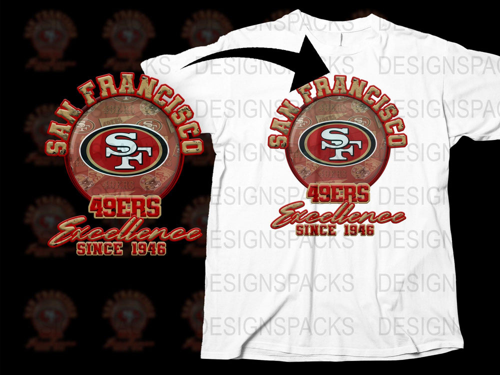 San Francisco 49ers T-Shirt Excellence Since 1946, NFL Team Logo Tee, Sports Fan Apparel, Gift Idea
