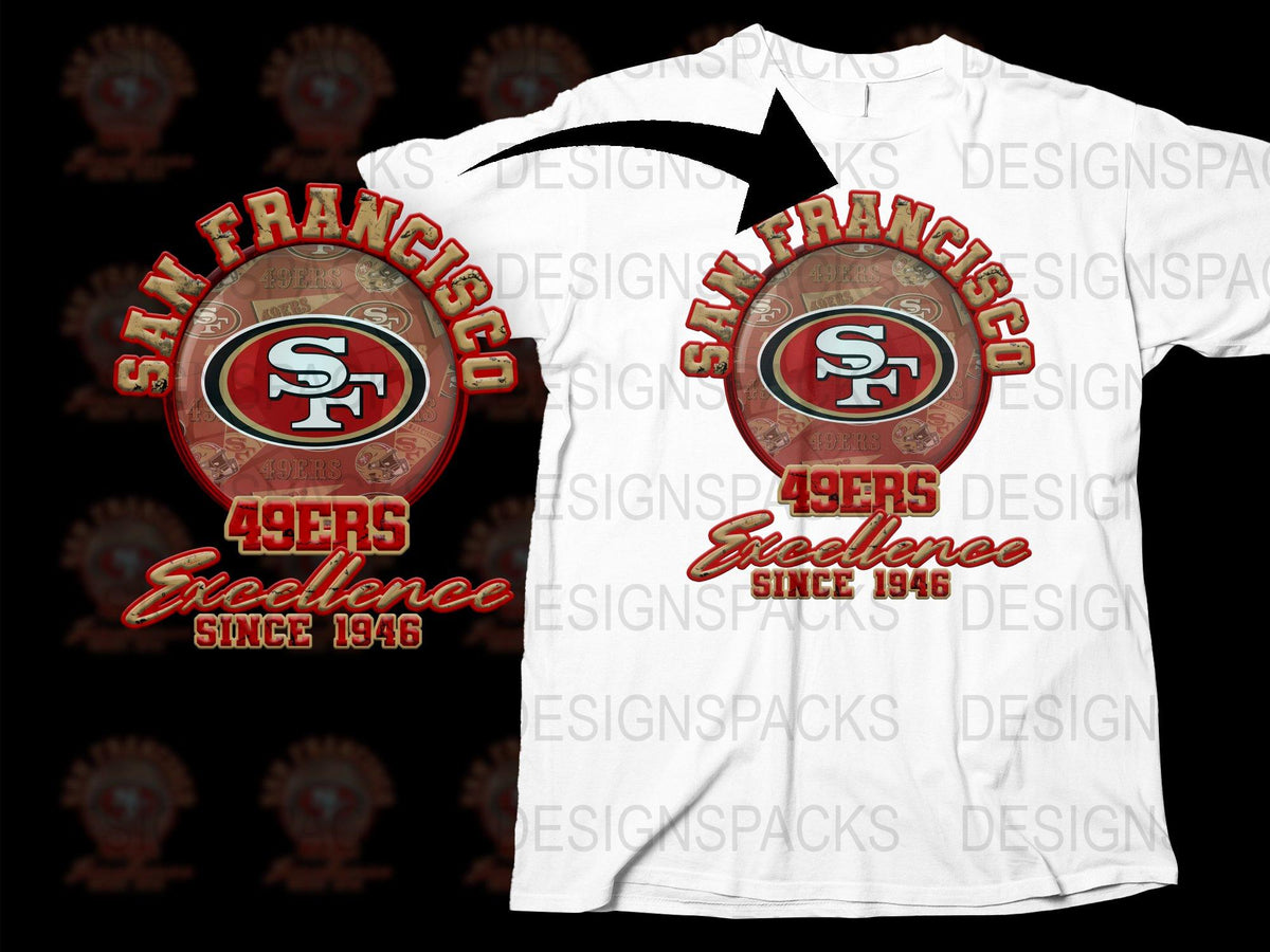 San Francisco 49ers T-Shirt Excellence Since 1946, NFL Team Logo Tee, Sports Fan Apparel, Gift Idea