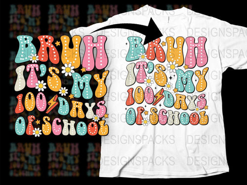 Colorful 100th Day of School T-Shirt, Fun Kids Celebration Tee, Teacher's Graphic Shirt, Bright Typography Design, Educational Apparel