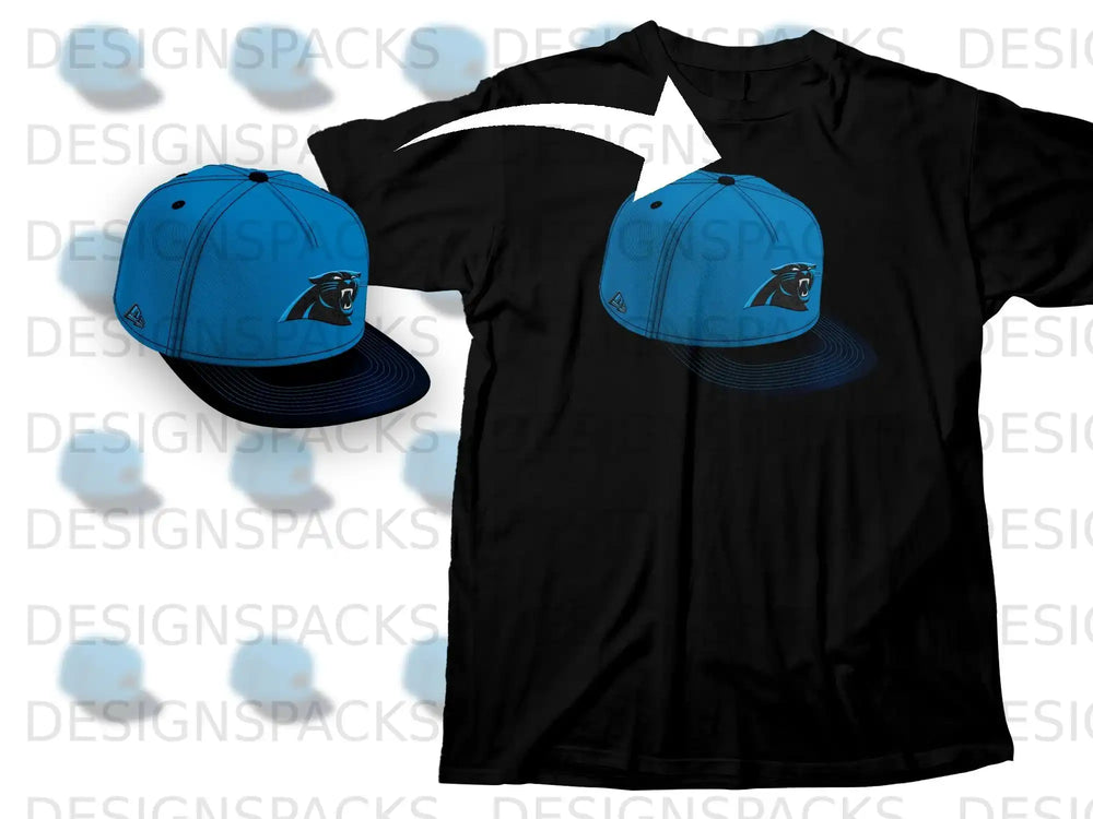 Blue Snapback Hat with Panther Logo Print T-shirt