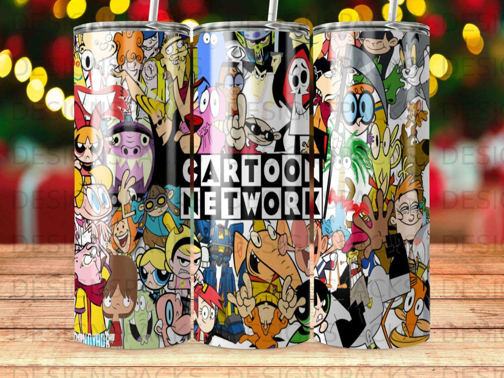 Cartoon Network characters collage on a tumbler.