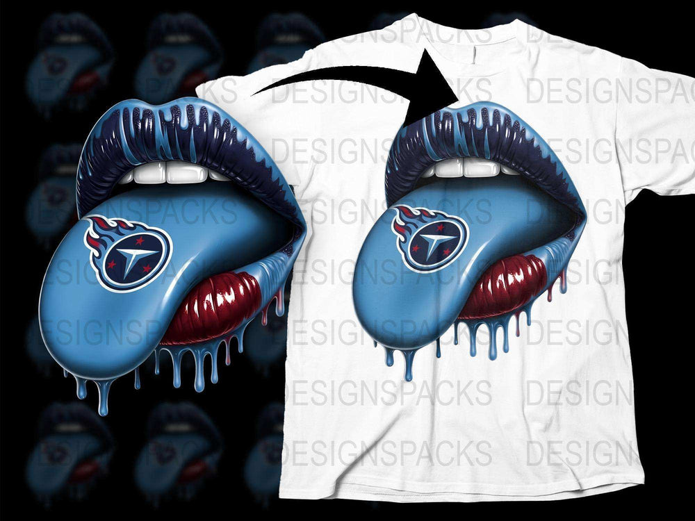 Stylish Dripping Lips T-Shirt, Tennessee Football Team Logo Print, Unisex Fashion Top